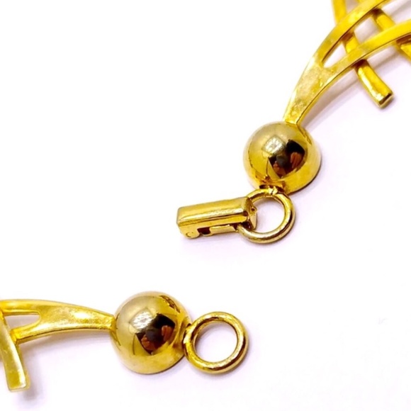 Vintage gold tone modernist choker necklace - Picture 5 of 8